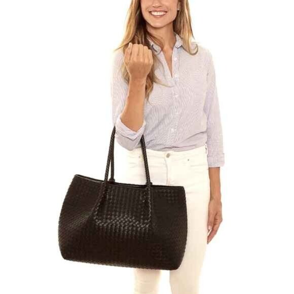 Lulu Dharma Handbags - Lulu Dharma Black Woven Vegan Leather Tote - Oprah Pick! NWT/Dust Bag
